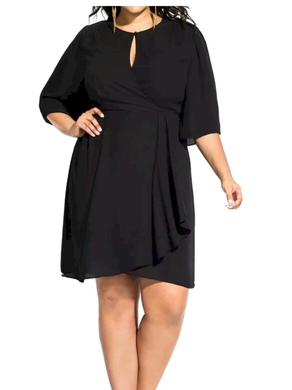 City Chic Black Jolie Faux Wrap Dress Knee Length Size 20 New with Tags